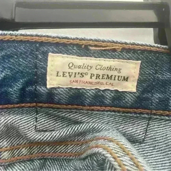 Levi's 501 High Rise Logo Stripe Sport Tape Shorts Jean Denim Shorts size 26 - Picture 11 of 13